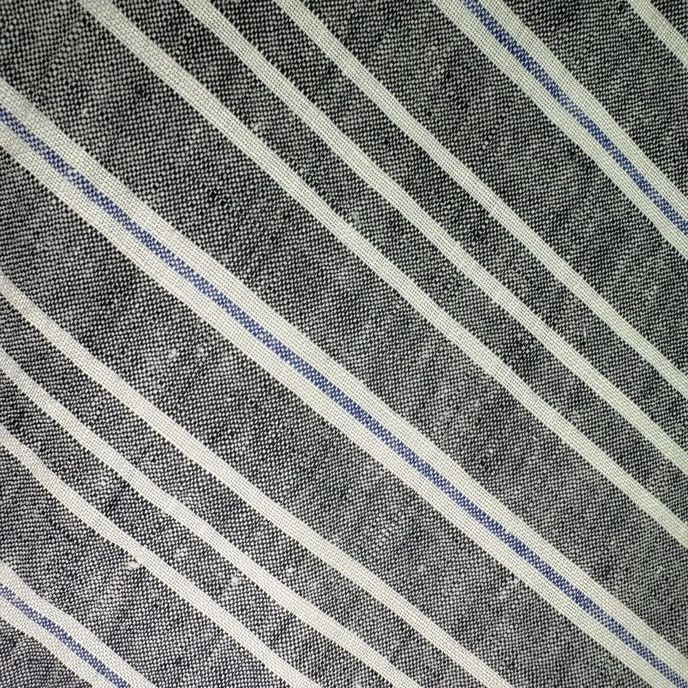 Talbots Women's Size 12 Linen Chevron Stripe Blue Black White Midi Skirt - Picture 7 of 9